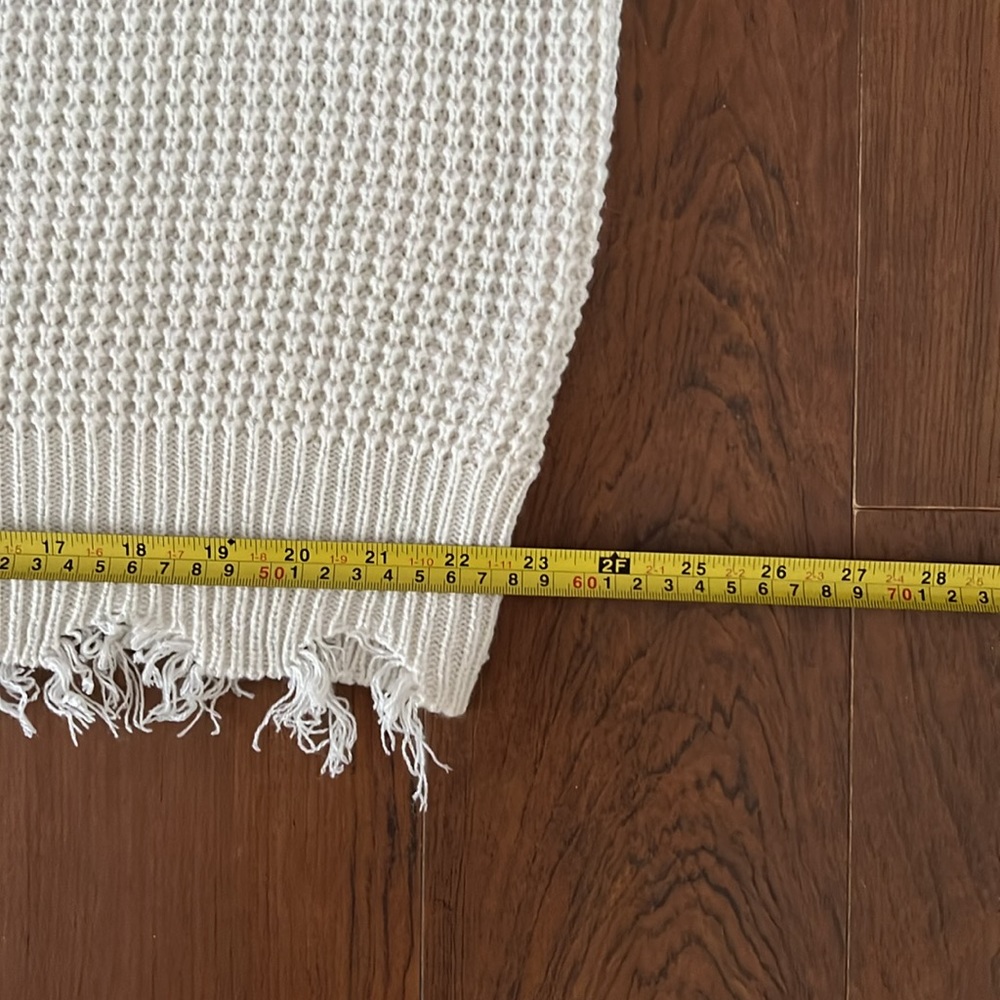 Zenana distresses v neck waffle knit sweater 2X - Picture 4 of 9